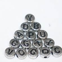 Load image into Gallery viewer, Bracelet Beads- Round Black Metal Aplhabets