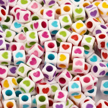 Load image into Gallery viewer, Craft Beads White Dice heart 10 Grams Pack