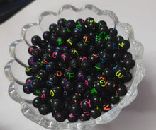 Load image into Gallery viewer, Craft Beads Alphabet Round beads BLACK 10Grams Pack