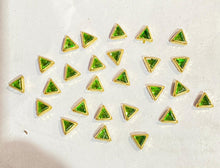 Load image into Gallery viewer, Coloured glass Kundan Stone (Flat Back Framed) - Triangle shape 50g