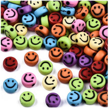 Load image into Gallery viewer, Smiley Craft Beads for Jewelry Making, Bracelets, Necklaces, Key Chains etc - 10 Grams Pack Mixed Colour