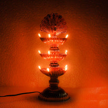 Load image into Gallery viewer, Peacock 3 Steps Light /Plastic Eco-Friendly, Smokeless and Flame-Less 15 Light Deep Traditional LED Light Diya with Electric Plug (Multi)