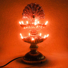 Load image into Gallery viewer, Peacock 2 Steps Light /Plastic Eco-Friendly, Smokeless and Flame-Less 14 Light Deep Traditional LED Light Diya with Electric Plug (Multi)