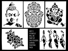 Load image into Gallery viewer, Pidilite Fevicryl All In One Artist Canvas Kit (1 Canvas, 1 Brush, 1 Acrylic Colour Kit, Stencils)