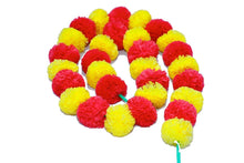 Load image into Gallery viewer, Marigold Fluffy Flowers String Garlands Mixed colour Toran Set- Home Door Wall Hanging Decorative Flower String.