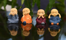 Load image into Gallery viewer, Collectible India Set Of 4 Miniature Buddha Monk Figurines Showpiece - Cute Mini Idol Statue For Car
