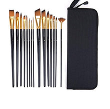 Load image into Gallery viewer, 15 Pcs Paint Brush Set Includes Pop-up Carrying Case with Palette Art Knife and 1 Sponge