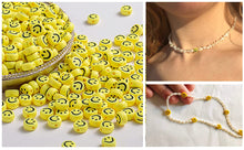 Load image into Gallery viewer, Yellow Smiley Craft Beads for Jewelry Making, Bracelets, Necklaces, Key Chains etc - 10 Grams Pack