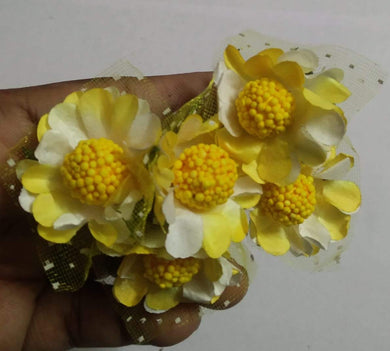 Artificial Paper Sun Flower Decoration Party Diy Materials 5 Paper Flower-1 Bunch(Yellow) Necklace