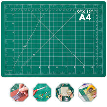 Load image into Gallery viewer, A4 Cutting Mat- Double Sided Flexible Cutting Mat, (30 x 22cm) with Marked Pattern and Grids (Green)