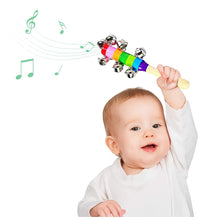 Load image into Gallery viewer, Wooden Rattle with Gungroos Bells