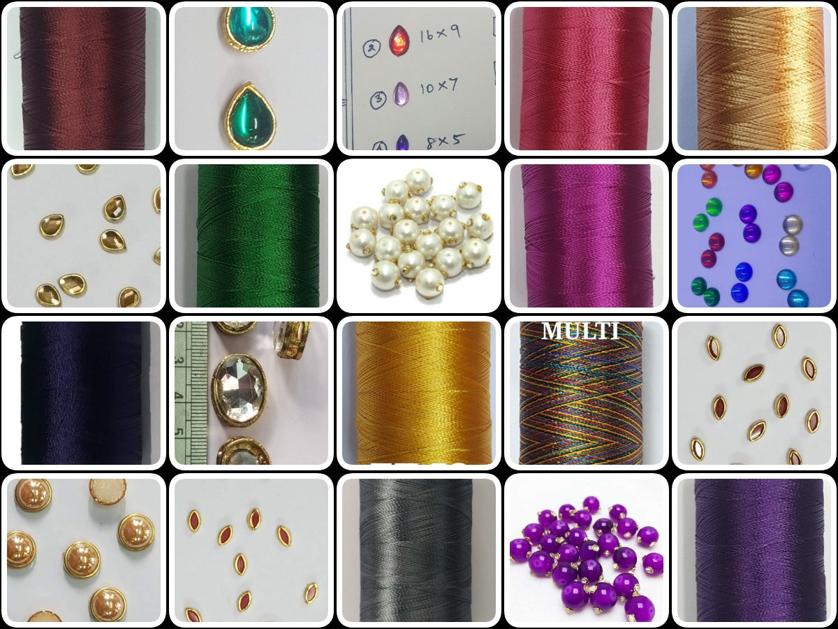 Stone Threading Thread Kundan stones & Threads – Eshwarshop