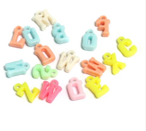 Alphabet Letter Acrylic Beads 10mm  Multicolor