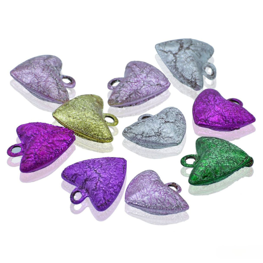 Glitter Mini Metal Bells Heart Shape
