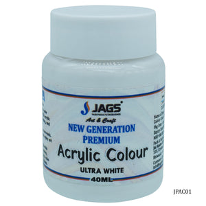 Premium Acrylic Colour 40ML Paint Ultra White