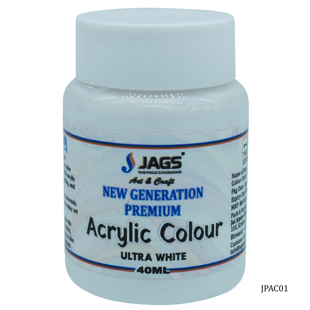 Premium Acrylic Colour 40ML Paint Ultra White