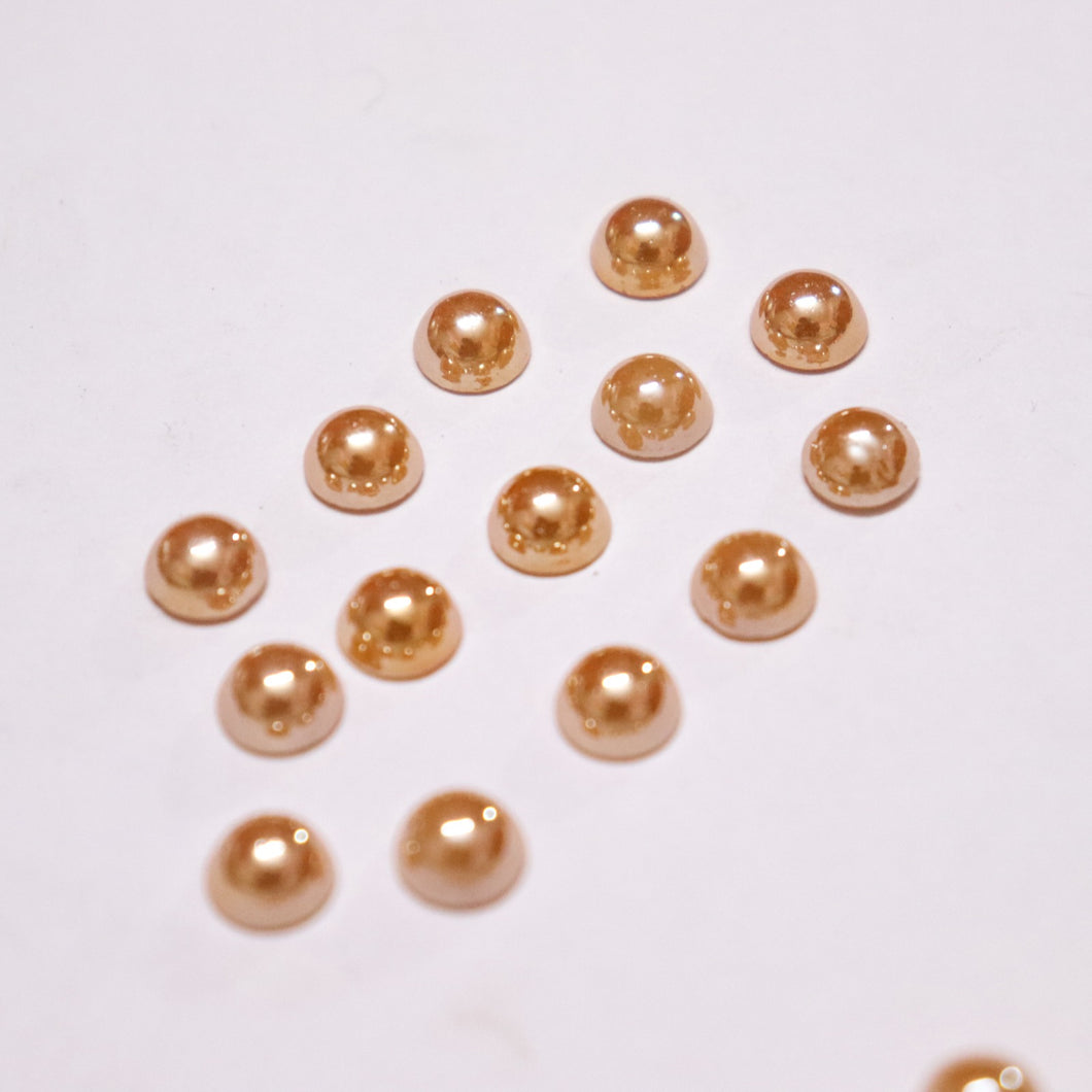 Flat Back without Frame Golden Pearl Kundan Round 6mm 50grms