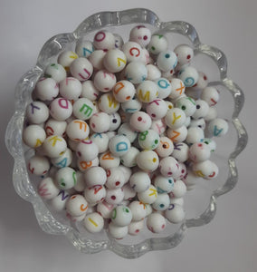 Craft Beads Alphabet Round beads  WHITE 10Grams Pack