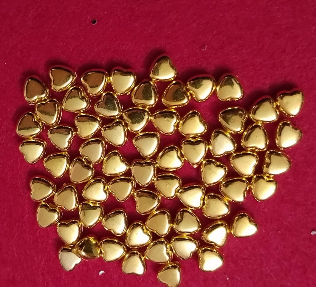 Gold Heart Beads for Jewllery making M11