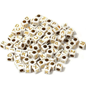 Bracelet beads- Gold Square Alphabets