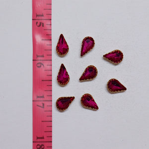 Dark Pink Thilak/Drop Shape Crystal Stone/Kundan 8x13mm (1 Piece)