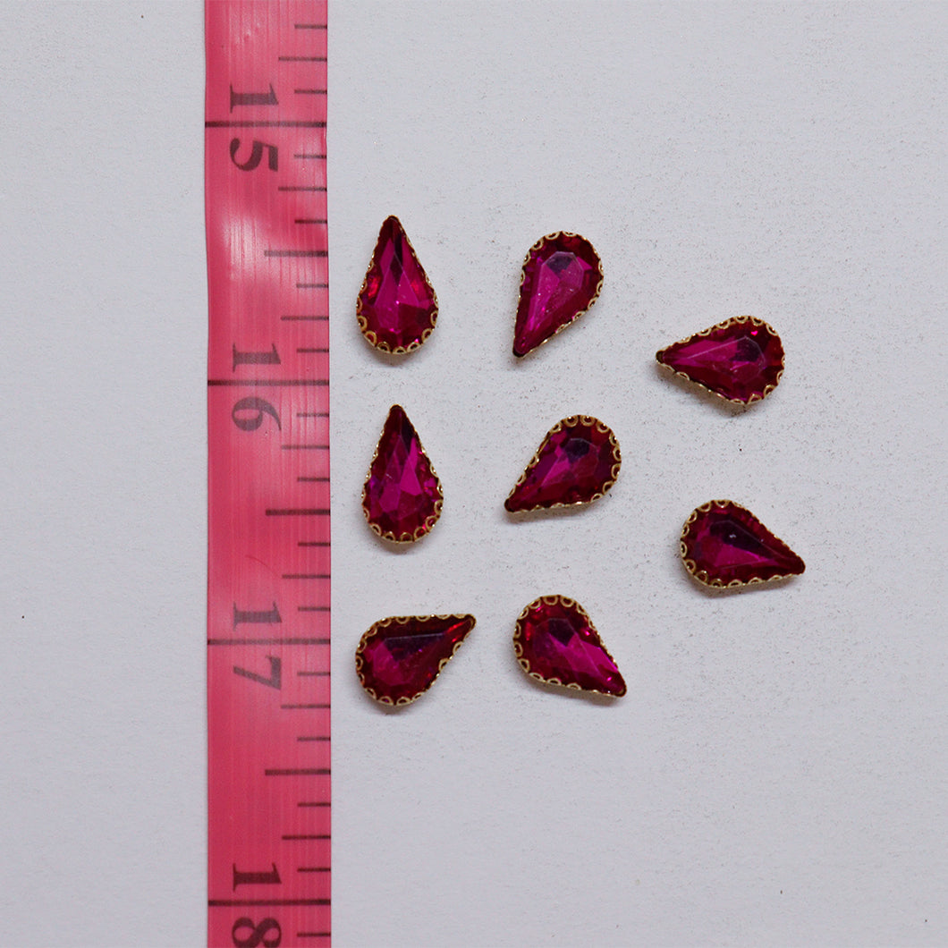 Dark Pink Thilak/Drop Shape Crystal Stone/Kundan 8x13mm (1 Piece)