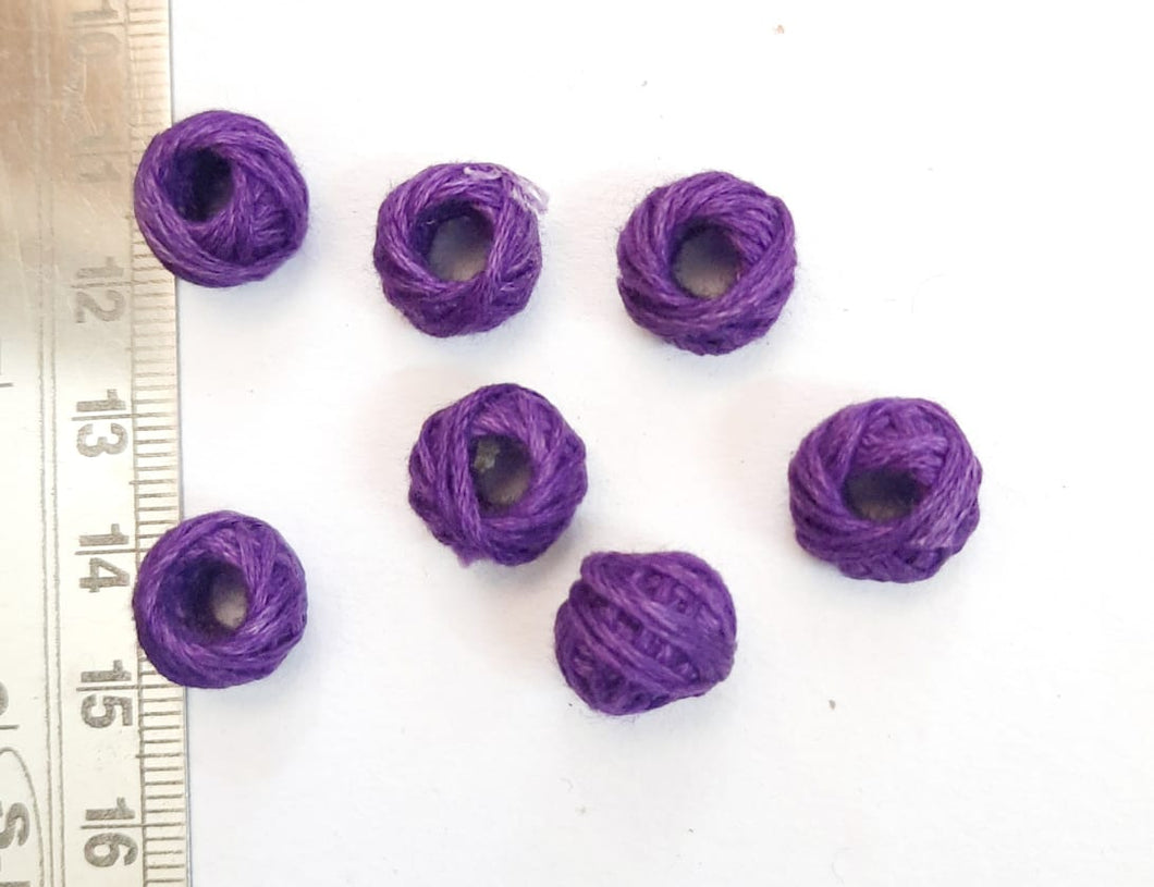 Cotton Thread Beads-1cm- Violet color-pack of 10