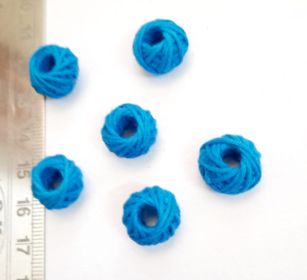 Cotton Thread Beads-1cm- Sky Blue Color-pack of 10