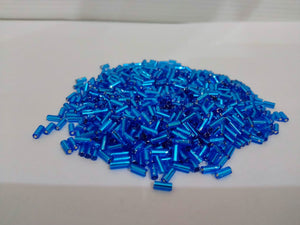 Crystal Tube Beads MEDIUM SIZE (Blue colour) -20 Grams