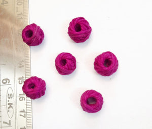 Cotton Thread Beads-1cm- Dark Pink Color-pack of 10