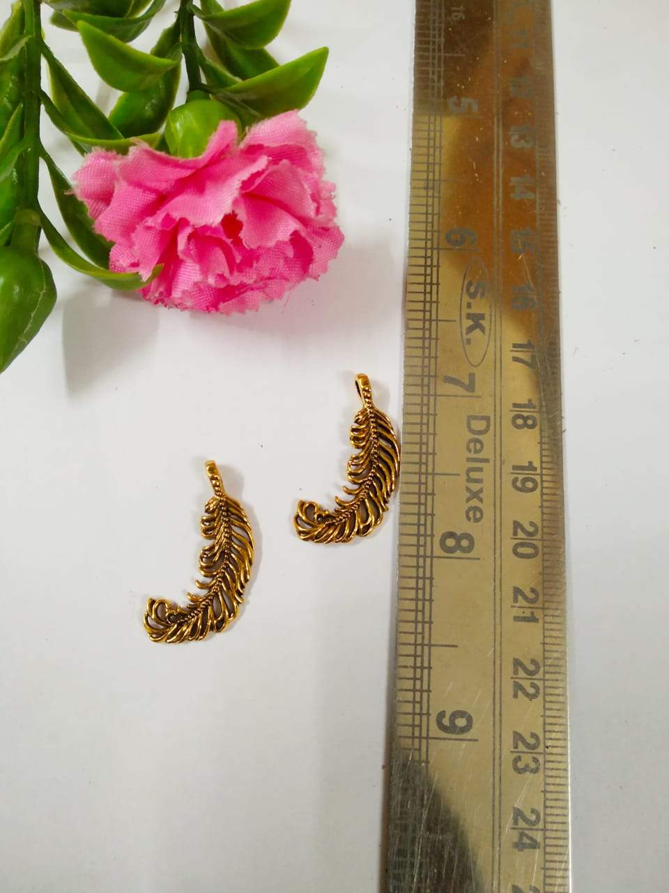 Antique Metal Leaf Gold Jumka/pendant/charms & Charms