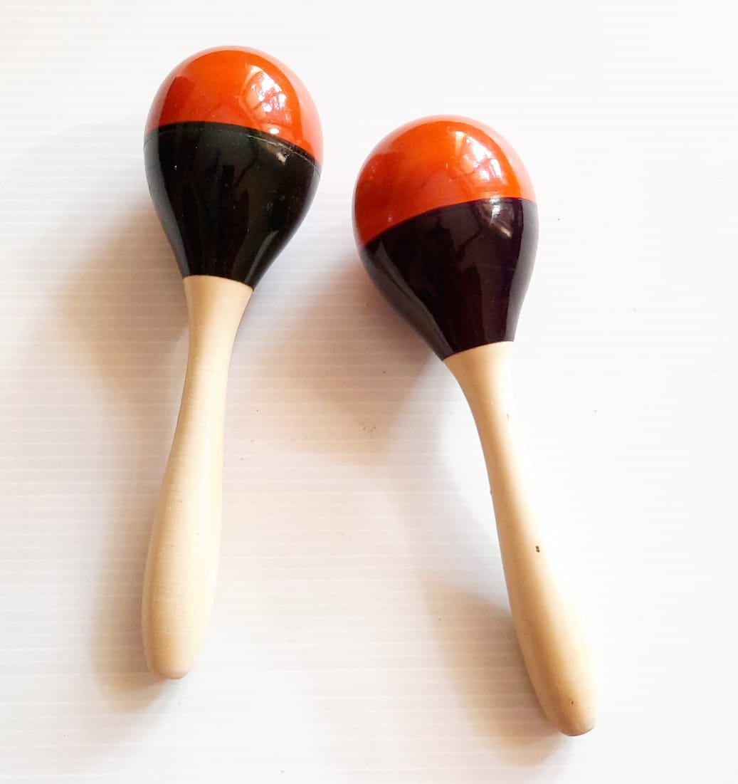 Wooden Handle Egg model Rattle. 1 pcs-Small Size