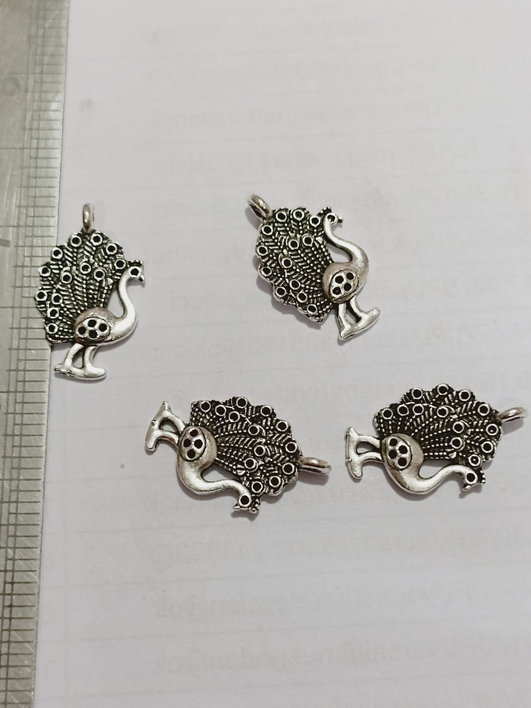 Silver Peacock Charms C13