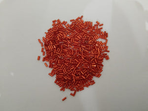 Crystal Tube glass Beads MEDIUM SIZE  (red colour) - 20 Grams