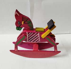 Miniature Size Wooden Rocking Horse for Kids and Table Decor/ Showpiece