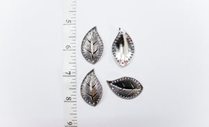 Antique Metal Leaf Charms/Pendant Silver- Pack of 4