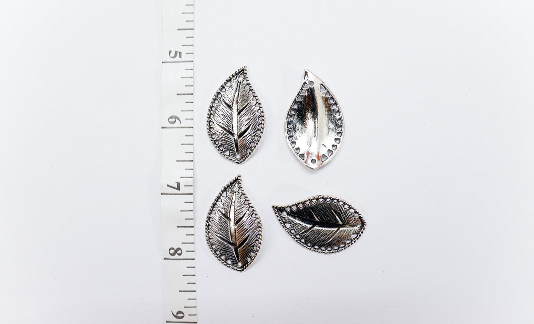 Antique Metal Leaf Charms/Pendant Silver- Pack of 4