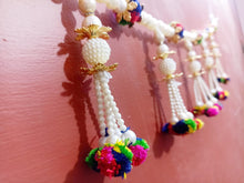 Load image into Gallery viewer, Door Hanging  with Pearl strings and pom Hanged.
