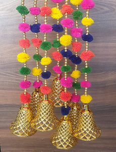 Wall Hanging - Pom Pom Model with Big Size Bell - Pack of Two