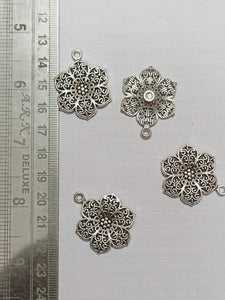 Silver Flower Charms C1