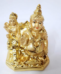 Laxmi kuber Idol, Murti diwali decorative for Pooja and Mandir and Temple Decorative Showpiece - 7.5x5x9.5 cms  (Polyresin, Gold)
