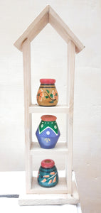 Hand Painted Wooden Wall Frame Pot House showpiece