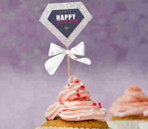 Happy Birthday 3D Cake Topper Pop up- Diamond-2 Pieces
