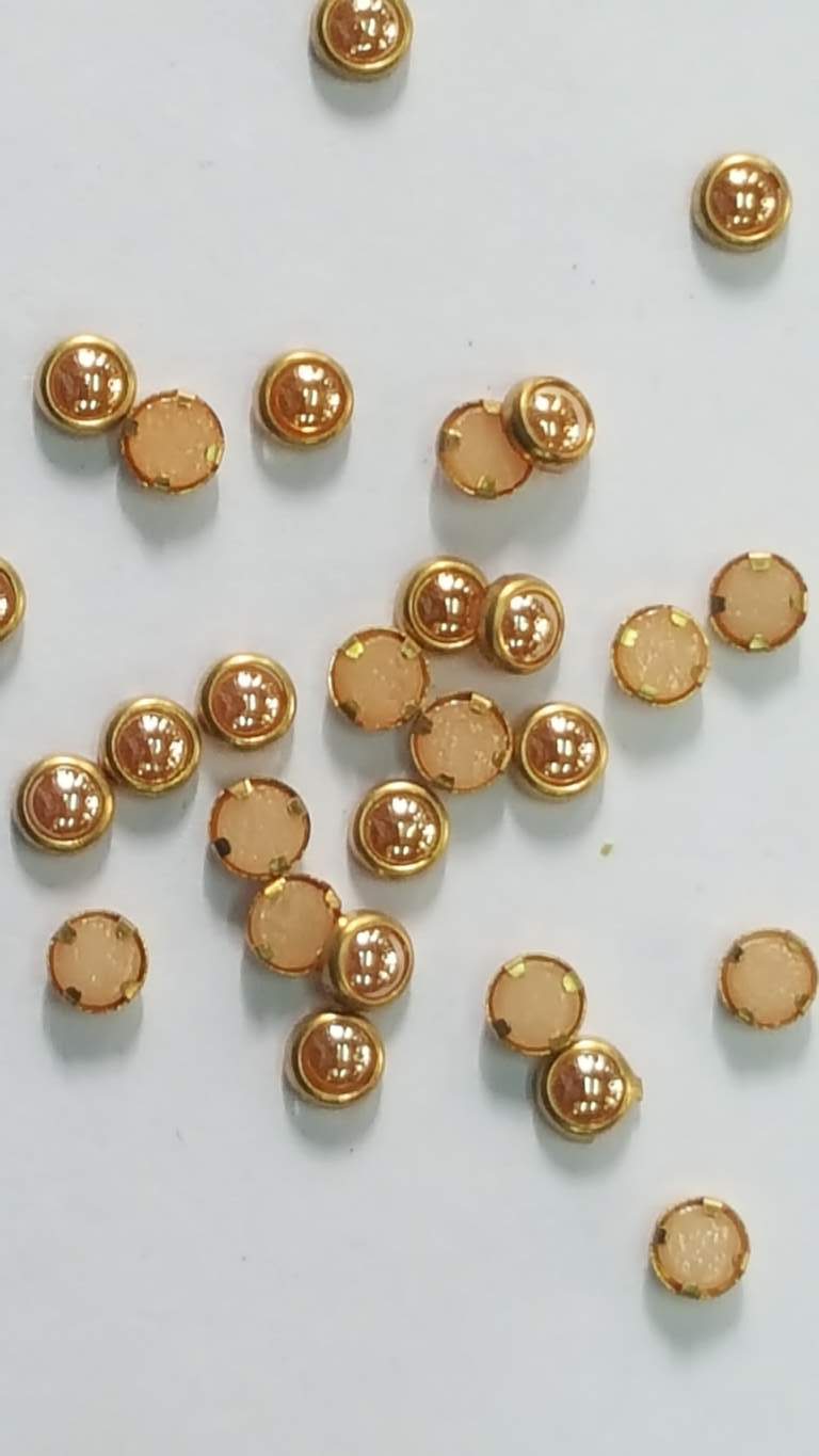 Flat Back Frame Golden Pearl Kundan 3 mm ROUND