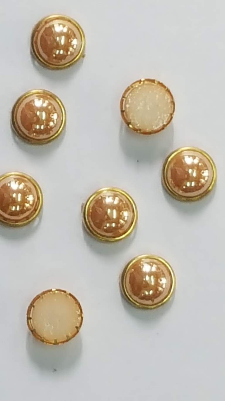 Flat Back Frame Golden Pearl Kundan 8 mm ROUND