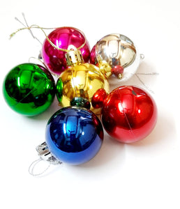 Christmas Tree Decoration items- 4CM Glitter Ball - Pack of 6