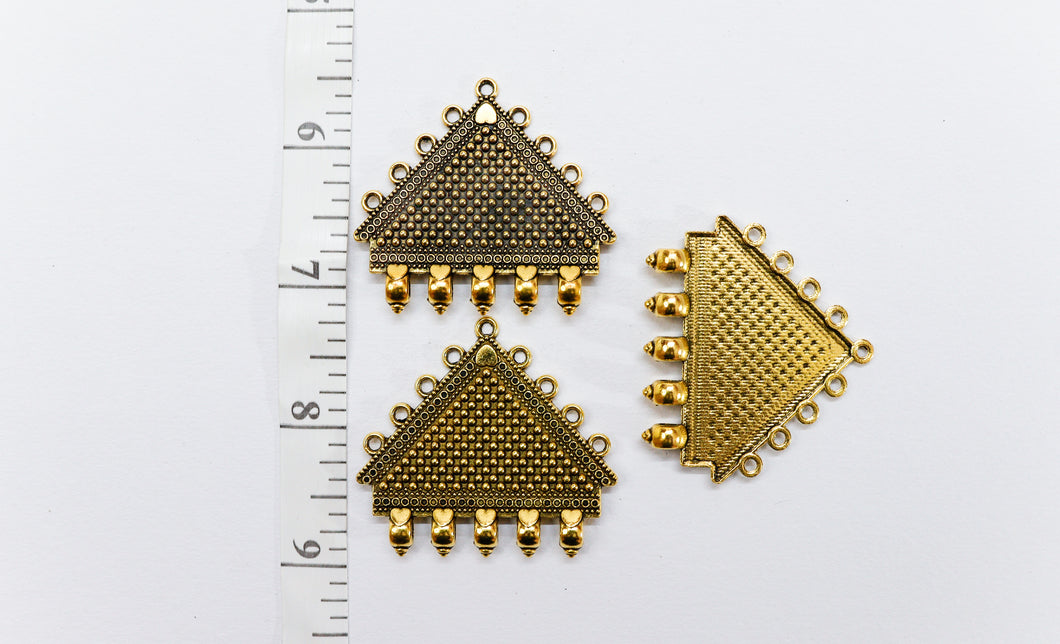Antique Gold Pendant- Triangle Shape- 1 Piece