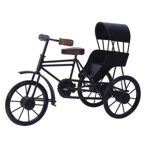 Wooden and Wrought Iron Miniature Rickshaw, Black