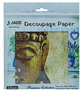 Decoupage Paper 12 x 12 Inch 3 pc - Paper crackle Budha