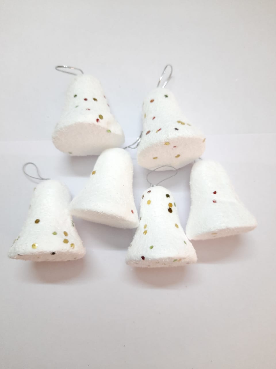 Christmas Tree Decoration items-SNOW BELL - 8CM- PACK OF 6